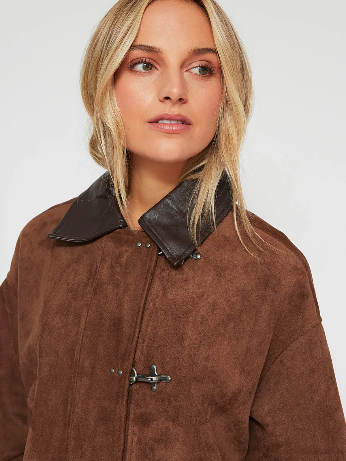 CHAQUETA MUJER INDEX CORTA EFECTO PIEL GAMUZA - 3