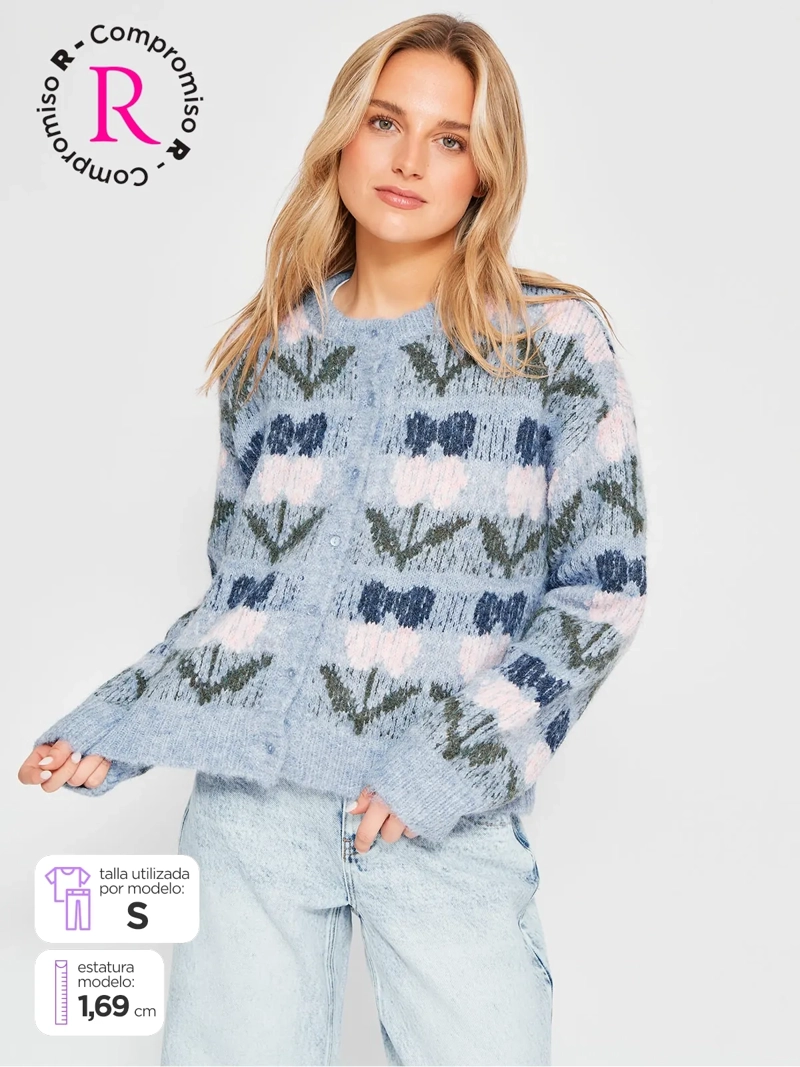 CARDIGAN MUJER INDEX FLORES - 1