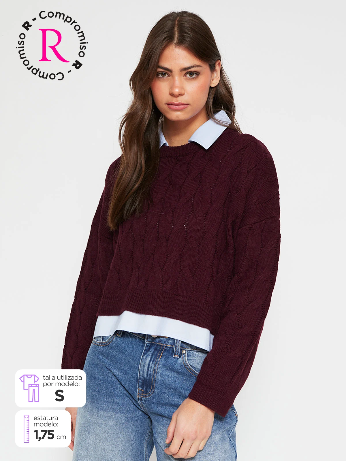 SWEATER MUJER INDEX MANGA LARGA CON BLUSA - 1