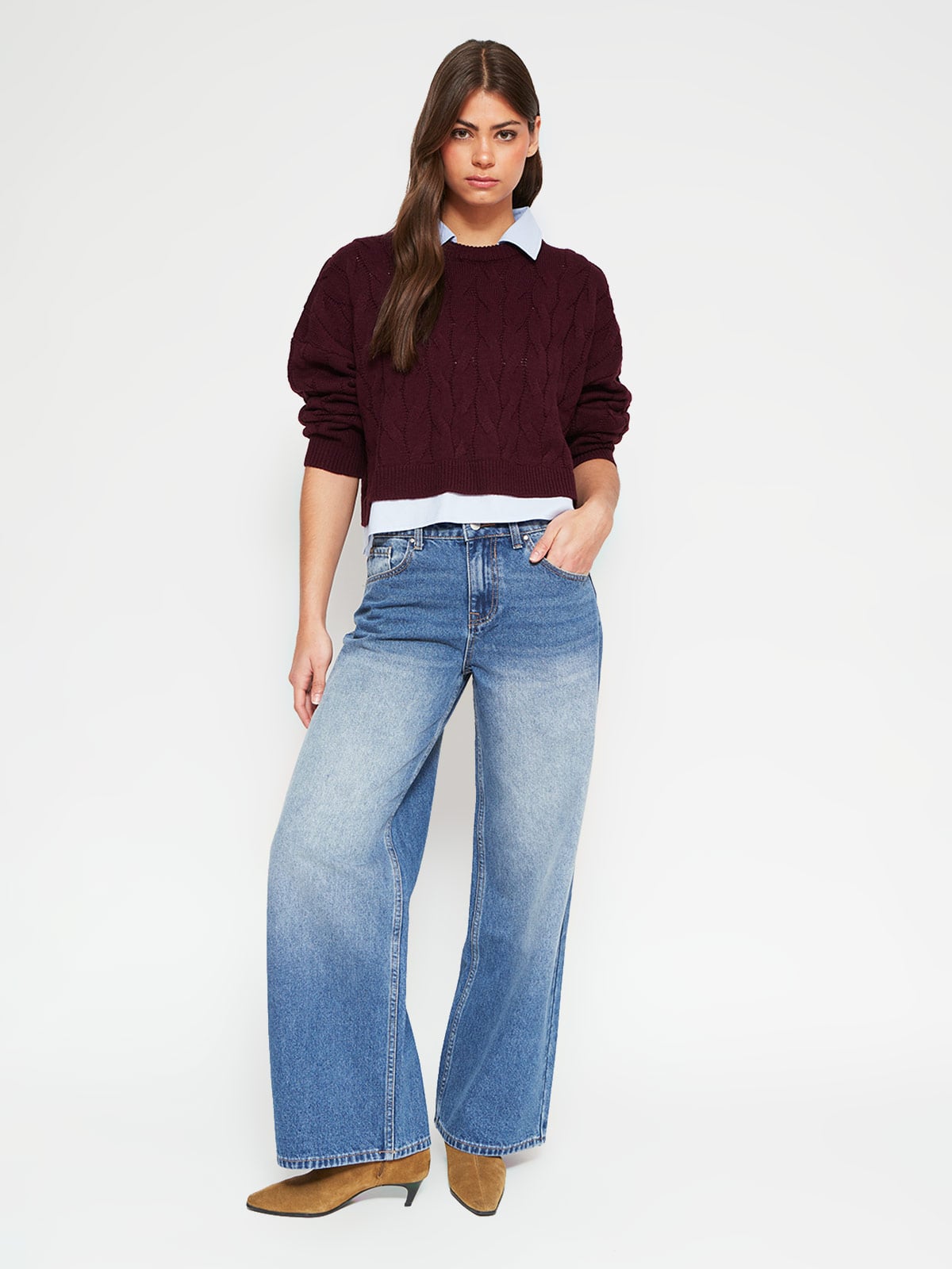 SWEATER MUJER INDEX MANGA LARGA CON BLUSA - 4