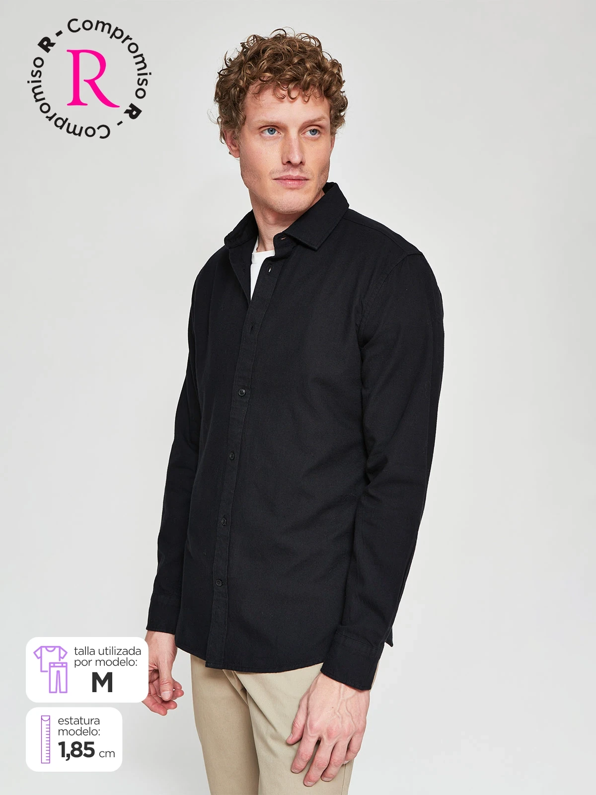 CAMISA HOMBRE CACHAREL ALGODÓN MANGA LARGA - 1