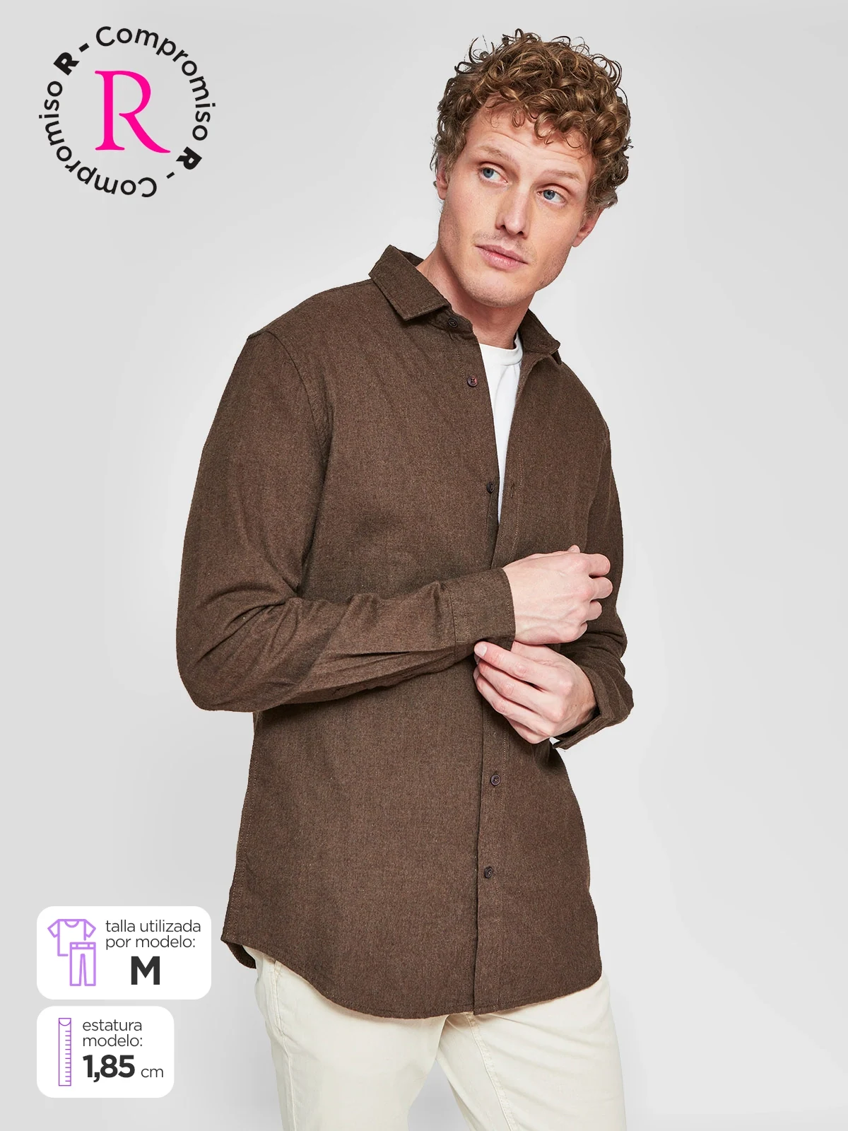 CAMISA HOMBRE CACHAREL ALGODÓN MANGA LARGA - 1