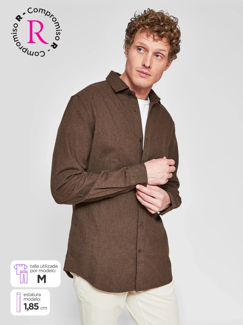 CAMISA HOMBRE CACHAREL ALGODÓN MANGA LARGA