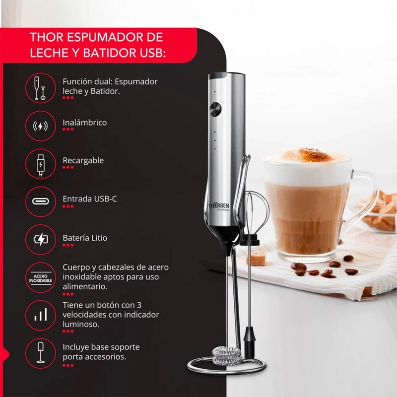 ESPUMADOR Y BATIDOR THORBER DUAL MILK FROTHER - 4