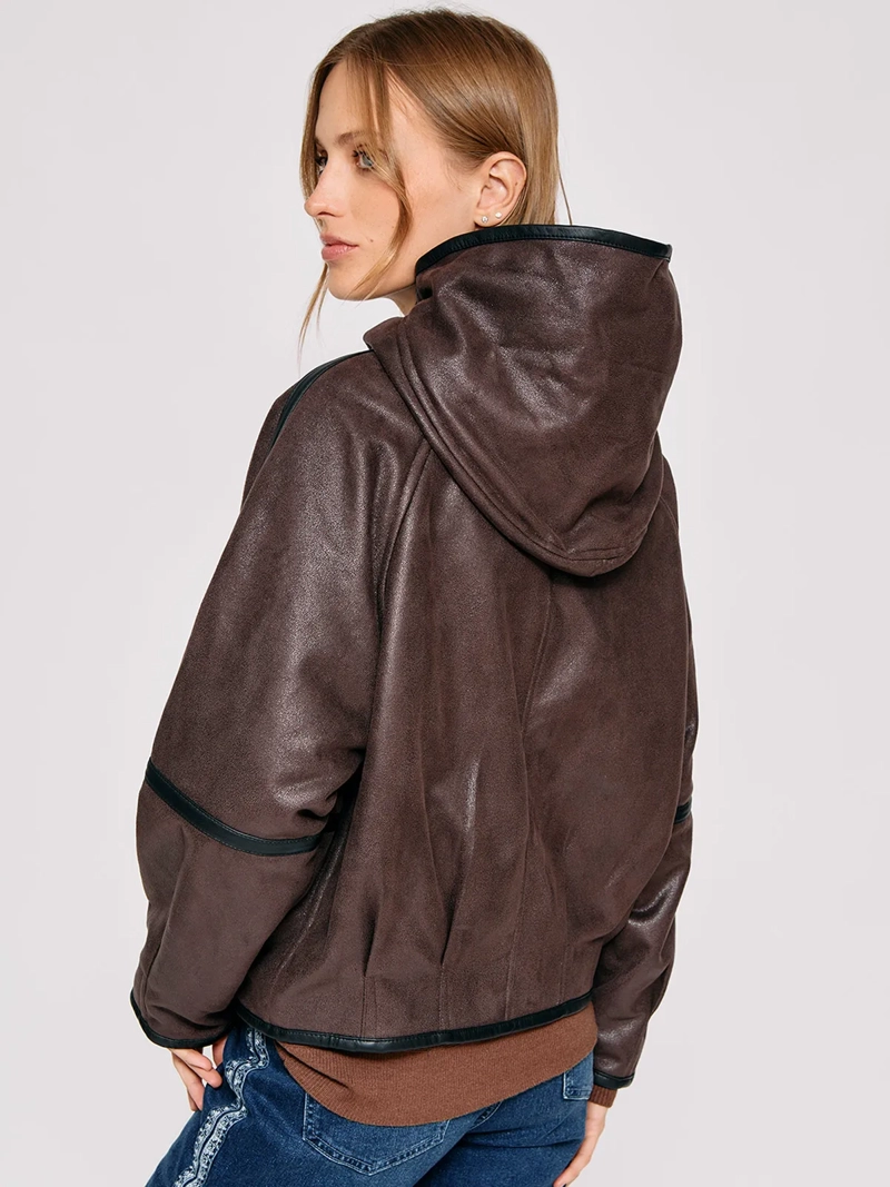 CHAQUETA MUJER TATIENNE CORTA EFECTO CUERO PELUDA - 2