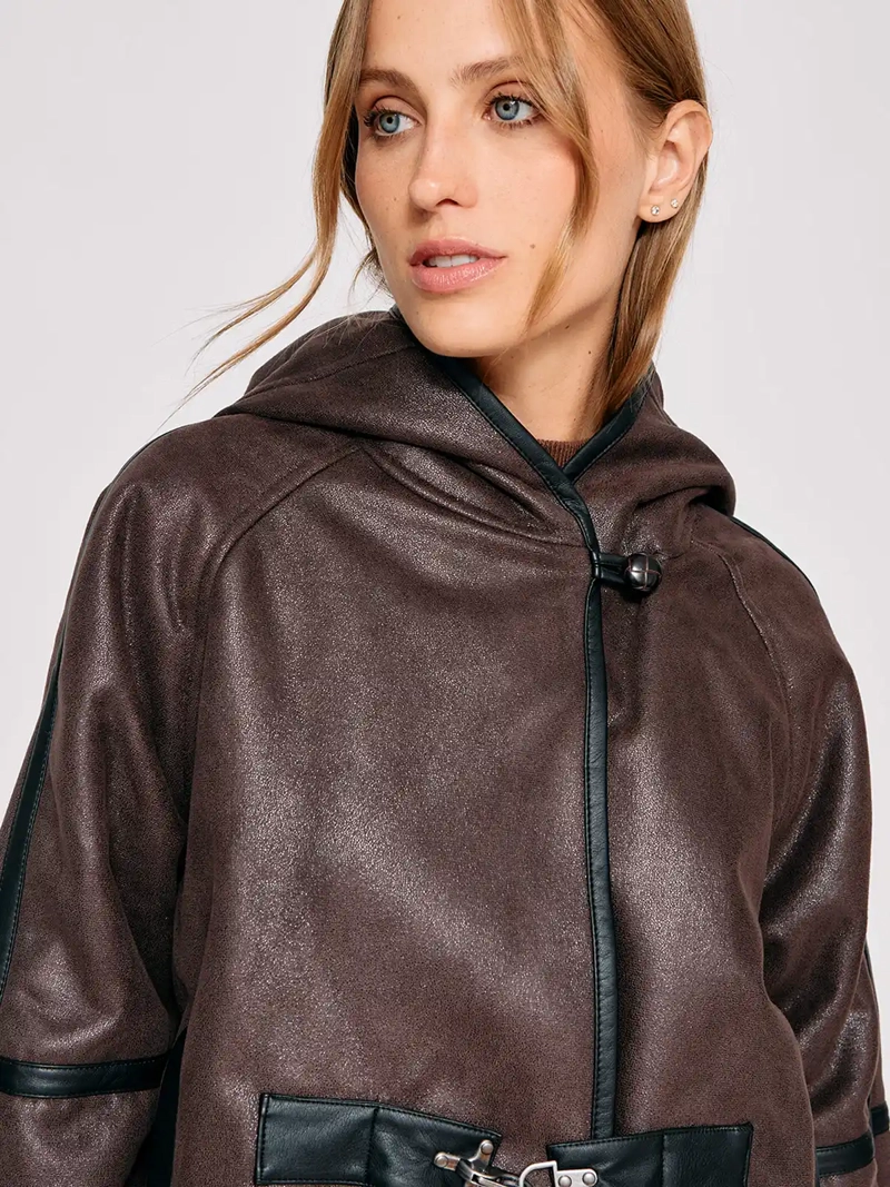 CHAQUETA MUJER TATIENNE CORTA EFECTO CUERO PELUDA - 3