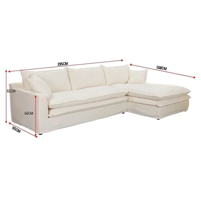 SOFÁ SECCIONAL DERECHO MAISON LINETT LILLE IVORY 4 CUERPOS LINO MARFIL - 6