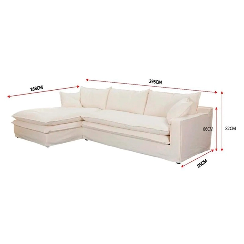 SOFÁ SECCIONAL IZQUIERDO MAISON LINETT LILLE IVORY 4 CUERPOS LINO MARFIL - 5