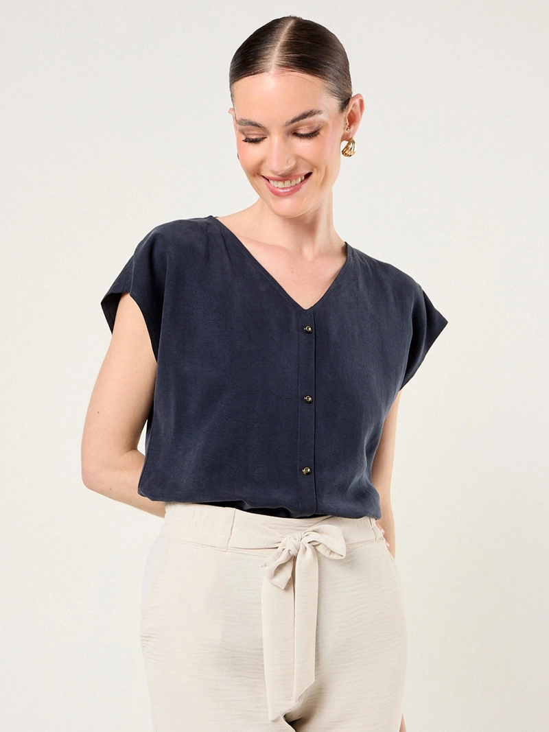 BLUSA MUJER MA GRIFFE ESCOTE EN V BOTONES - 3