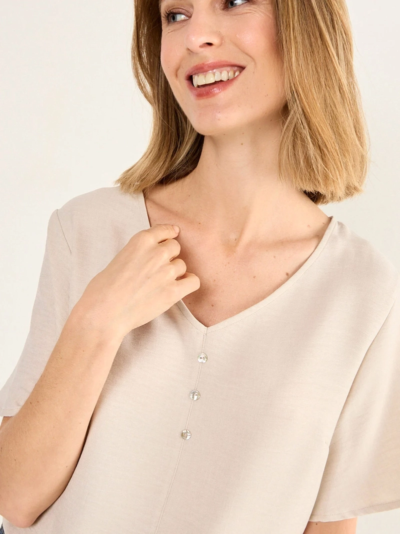 BLUSA MUJER MA GRIFFE ESCOTE EN V MANGA ACAMPANADA - 5