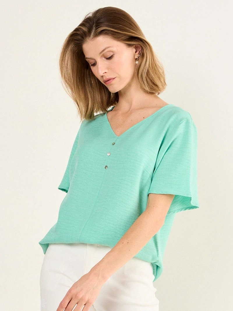 BLUSA MUJER MA GRIFFE ESCOTE EN V MANGA ACAMPANADA - 3