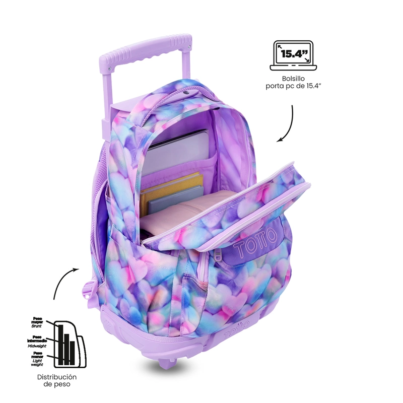 MOCHILA CON RUEDAS TOTTO RENGLON MORADO - 6
