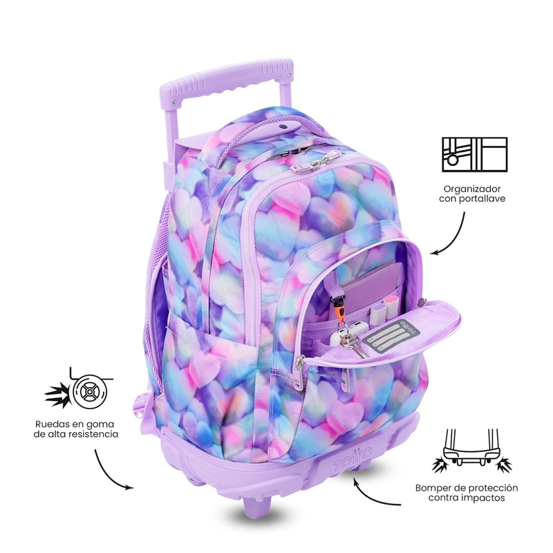 MOCHILA CON RUEDAS TOTTO RENGLON MORADO - 7