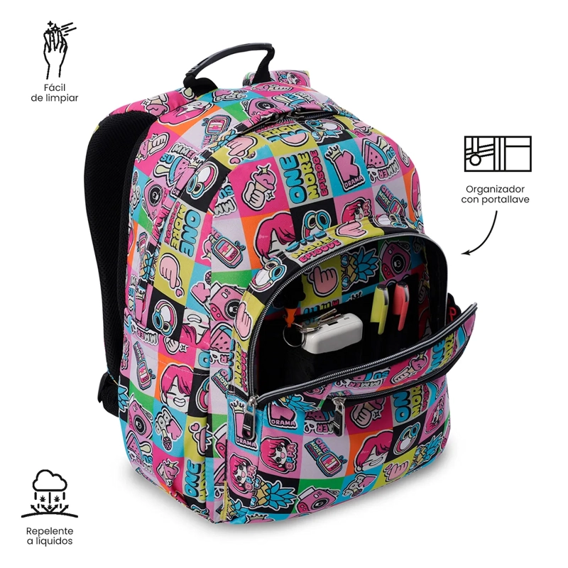 MOCHILA TOTTO ACUARELA ROSADO - 1
