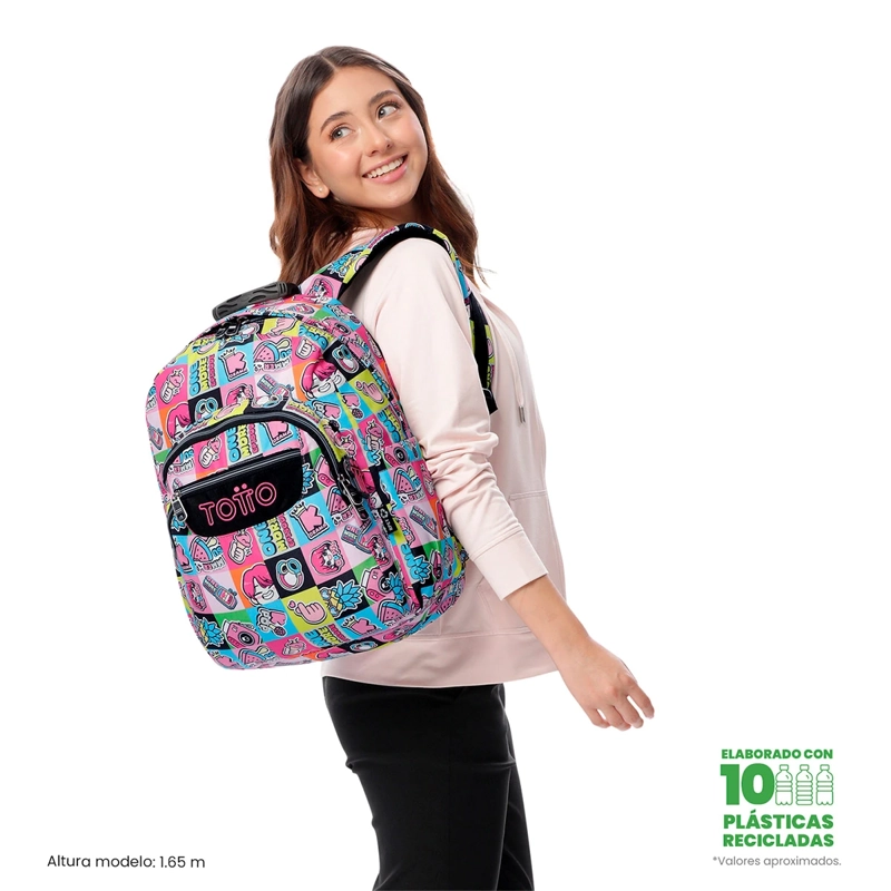 MOCHILA TOTTO ACUARELA ROSADO - 3