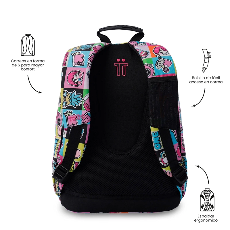 MOCHILA TOTTO ACUARELA ROSADO - 5