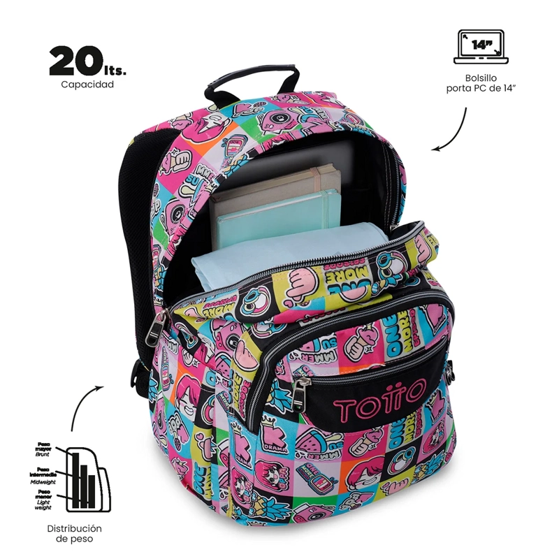 MOCHILA TOTTO ACUARELA ROSADO - 6