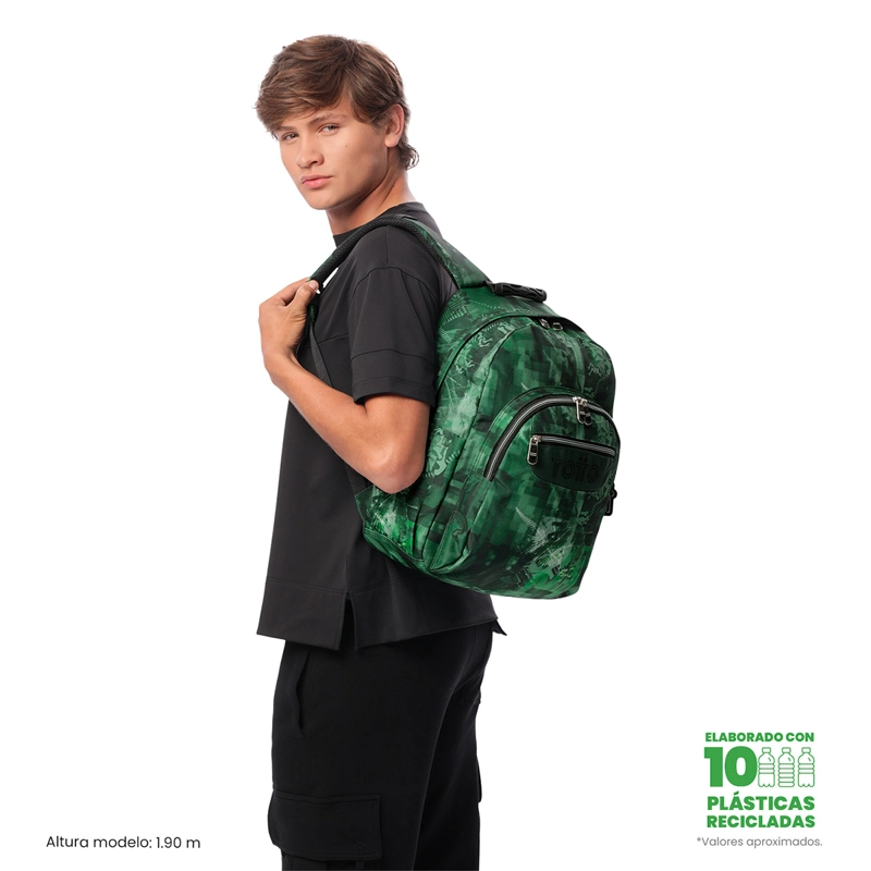 MOCHILA TOTTO ACUARELA VERDE - 2