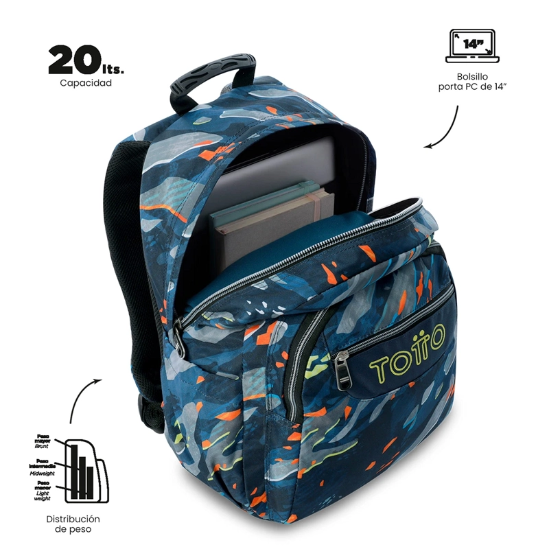 MOCHILA TOTTO ACUARELA AZUL - 5