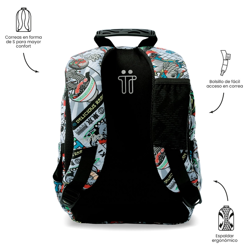 MOCHILA TOTTO TEMPERA GRIS - 4