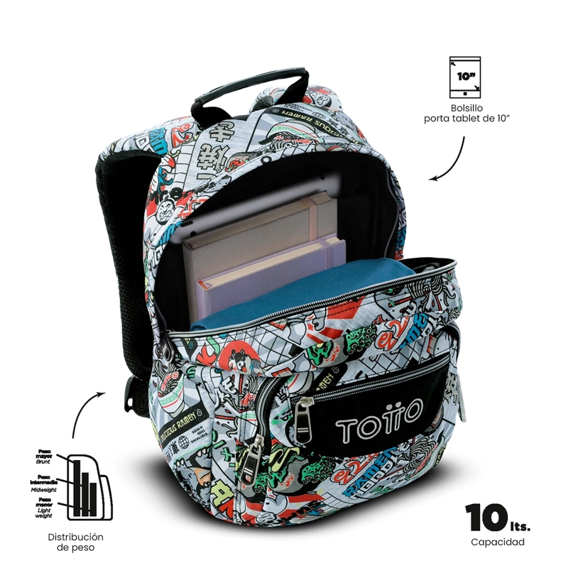 MOCHILA TOTTO TEMPERA GRIS - 5