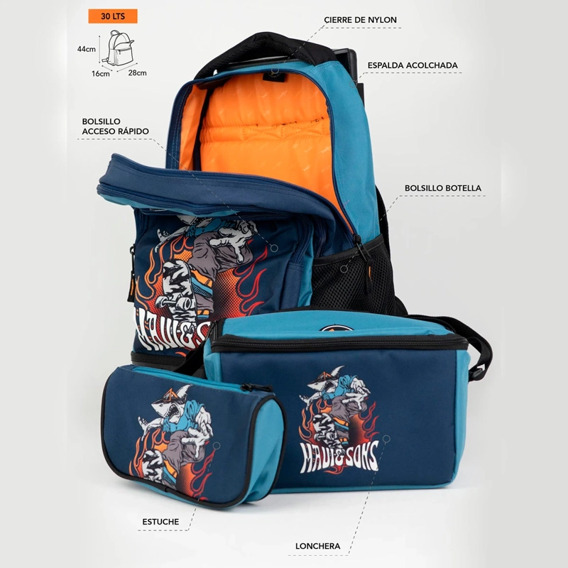 MOCHILA CON RUEDAS MAUI & SONS 5AM157-KC AZUL - 6