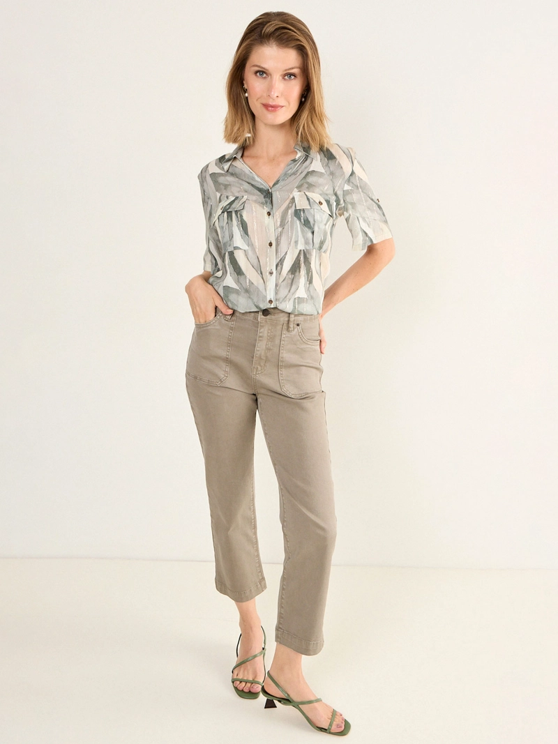 MA GRIFFE BLUSA MUJER MA GRIFFE MANGA CORTA CAMISERA BOLSILLOS