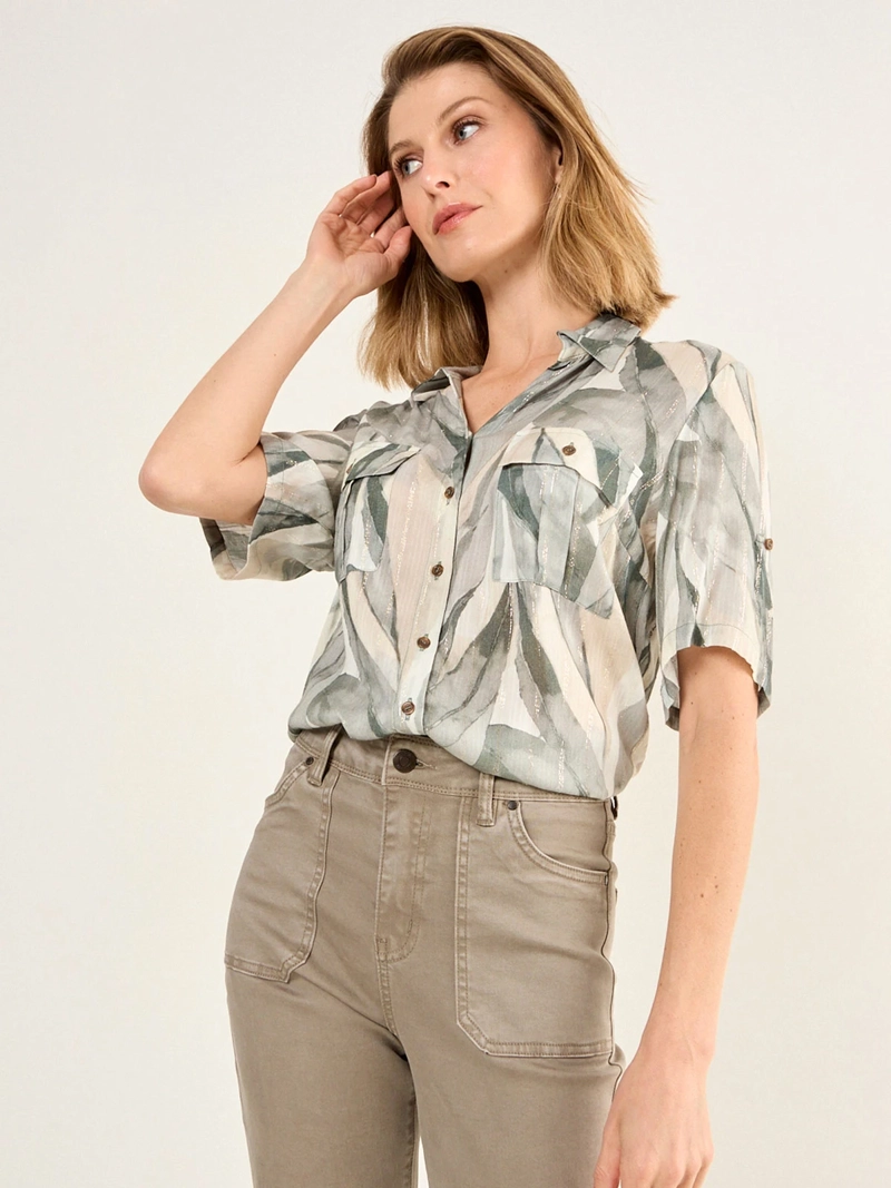 BLUSA MUJER MA GRIFFE MANGA CORTA CAMISERA BOLSILLOS - 3