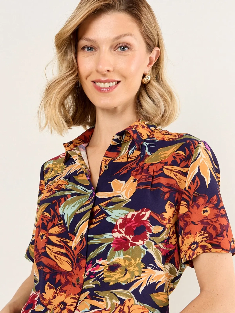 BLUSA MUJER MA GRIFFE CUELLO CAMISERO MANGA CORTA RECOGIDO - 5