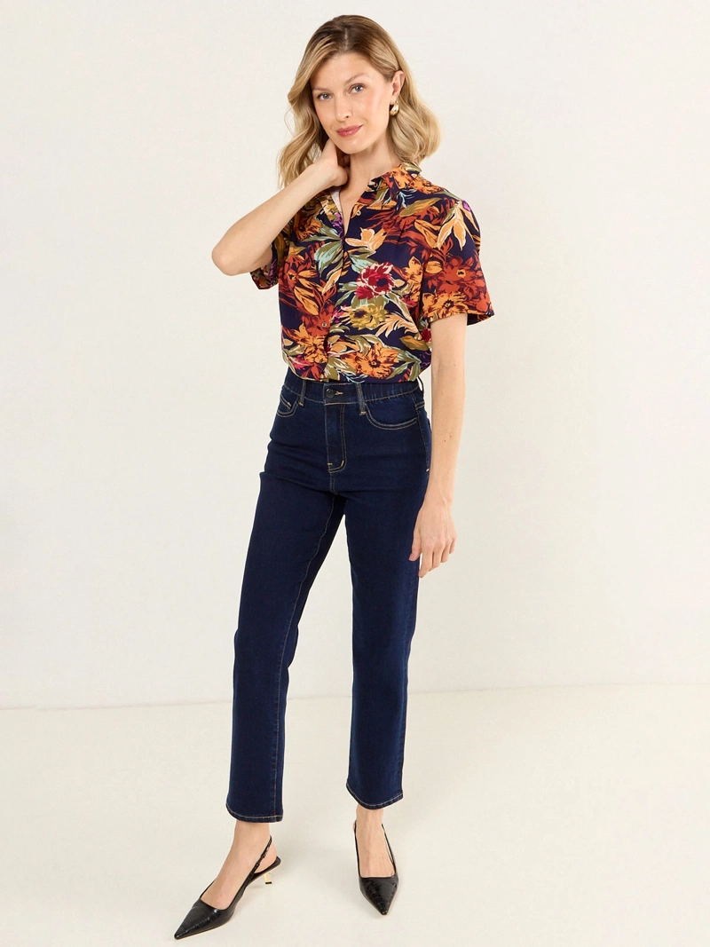 MA GRIFFE BLUSA MUJER MA GRIFFE CUELLO CAMISERO MANGA CORTA RECOGIDO