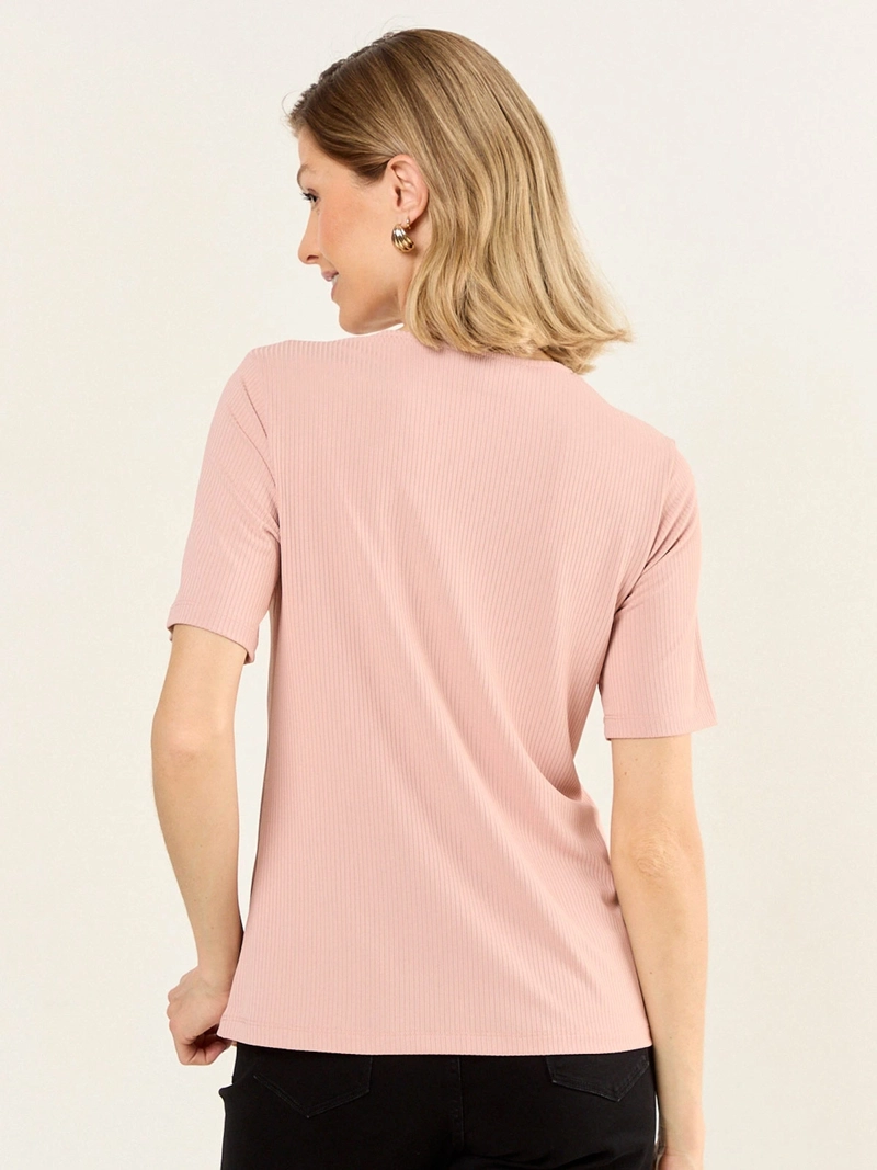 POLERA MUJER MA GRIFFE ESCOTE EN V MANGA CORTA ACANALADA - 4