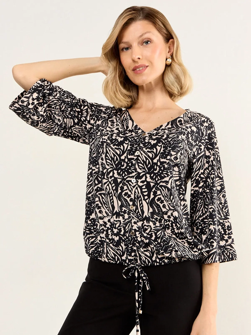 POLERA MUJER MA GRIFFE ESCOTE EN V BOTONES Y LAZO - 3