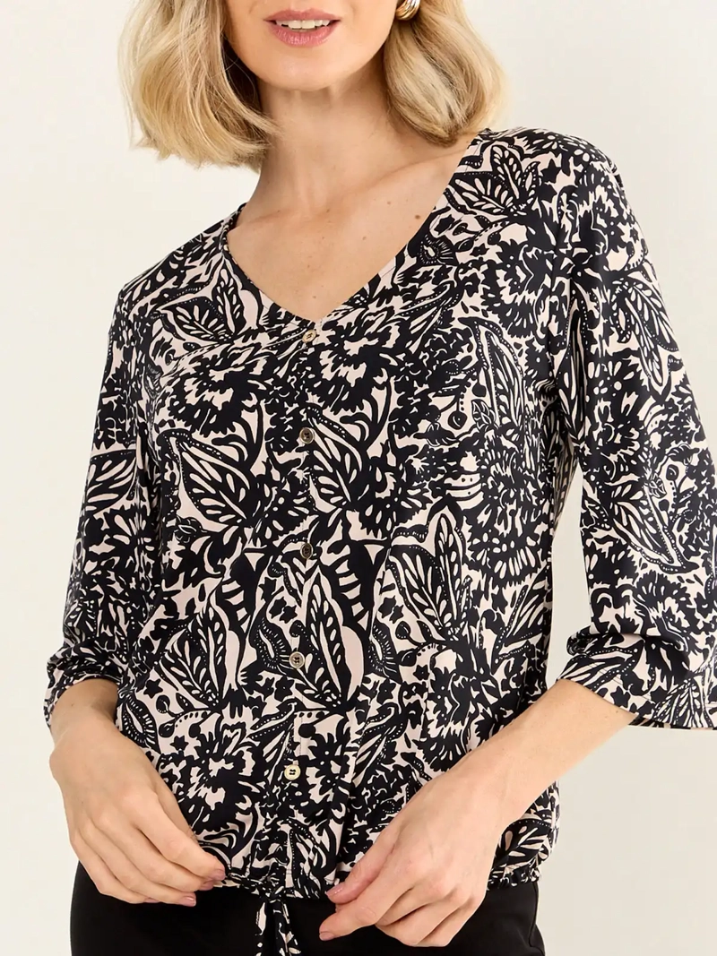 POLERA MUJER MA GRIFFE ESCOTE EN V BOTONES Y LAZO - 5