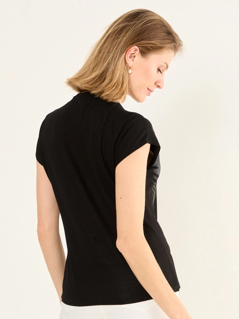 POLERA MUJER MA GRIFFE ESCOTE REDONDO MANGA CAÍDA ESTAMPADO - 4
