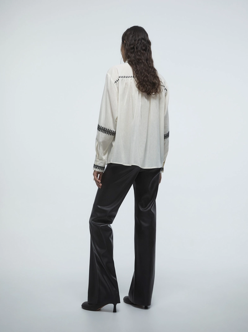 BLUSA MUJER SFERA ALGODÓN MANGA LARGA BORDADO - 4