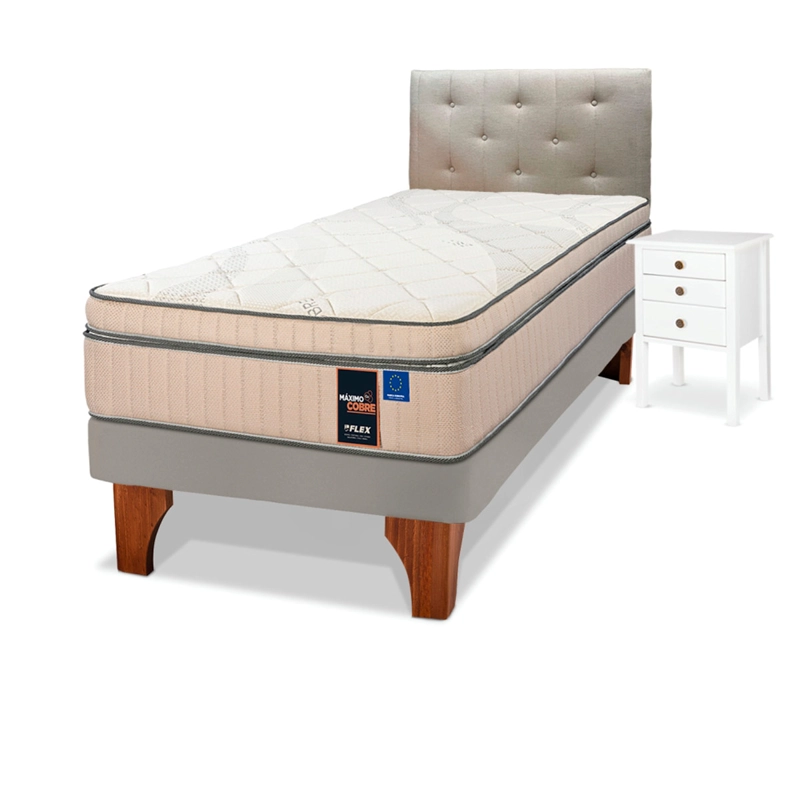 CAMA EUROPEA FLEX MÁXIMO COBRE 1.5 PLAZAS + RESPALDO + VELADOR - 2