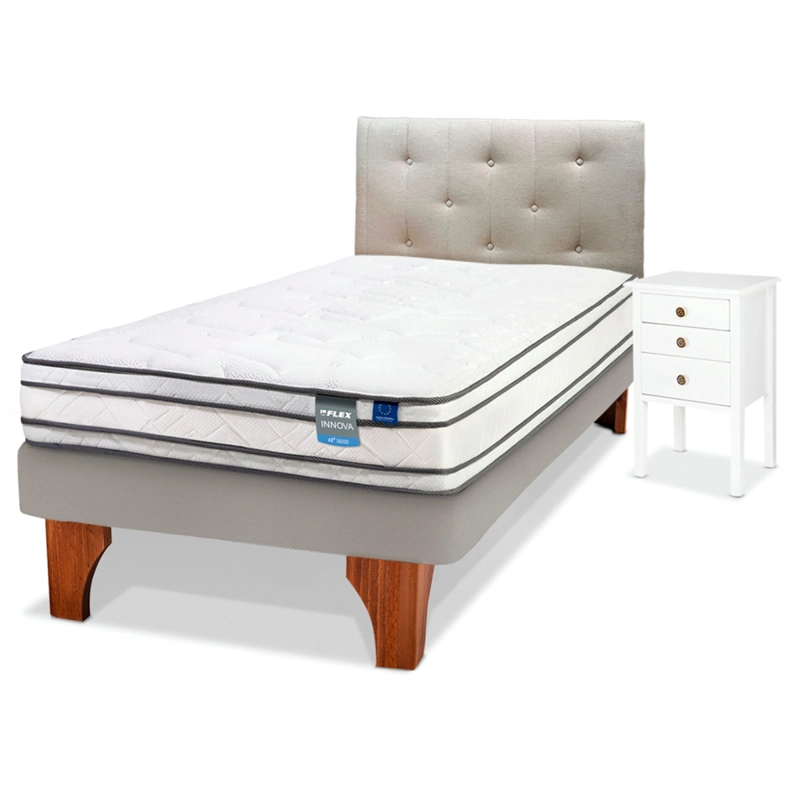 CAMA EUROPEA FLEX INNOVA 1.5 PLAZAS + RESPALDO + VELADOR - 2