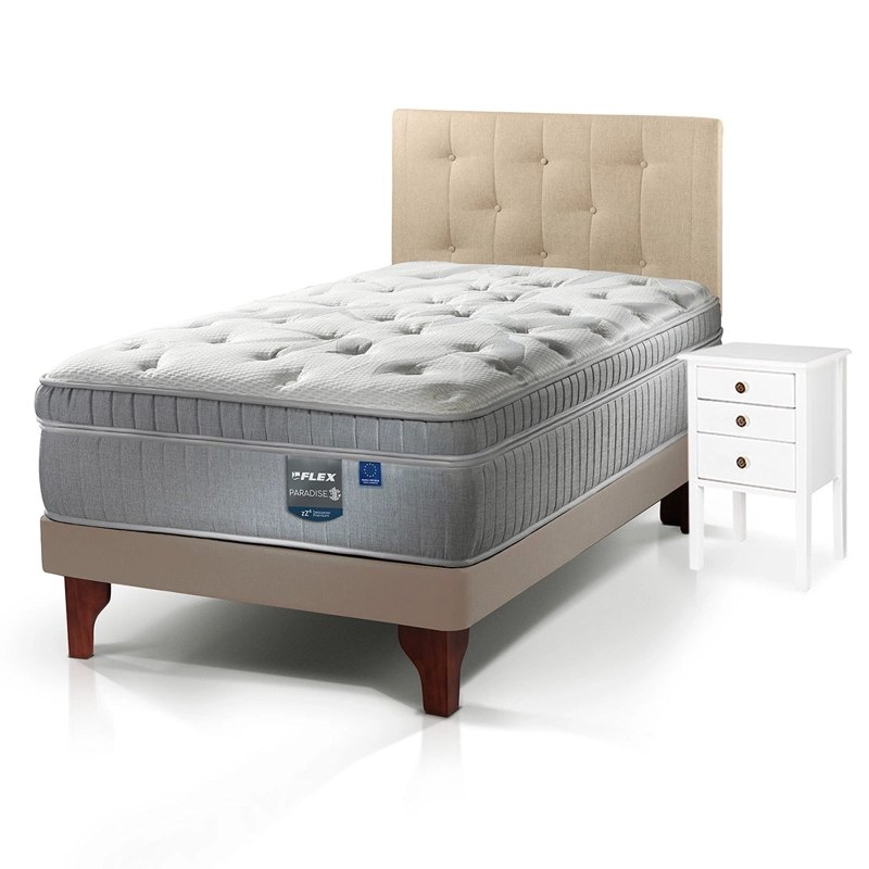 CAMA EUROPEA FLEX PARADISE 1.5 PLAZAS + RESPALDO + VELADOR - 2