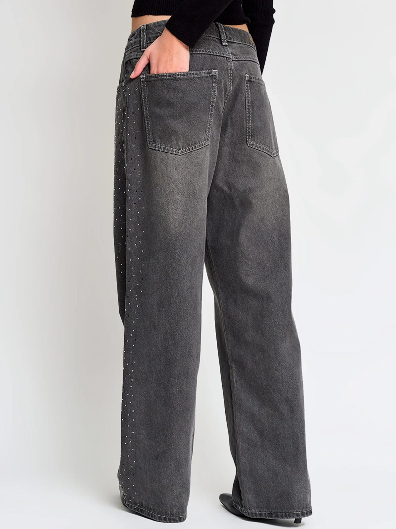 JEANS MUJER INDEX ALGODÓN TIRO BAJO BRILLOS - 3