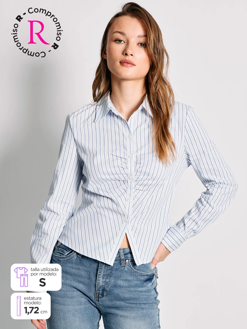 INDEX BLUSA MUJER INDEX ALGODÓN MANGA LARGA ENTALLADA