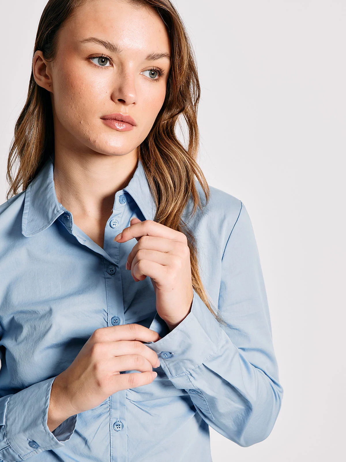 BLUSA MUJER INDEX ALGODÓN MANGA LARGA ENTALLADA - 3