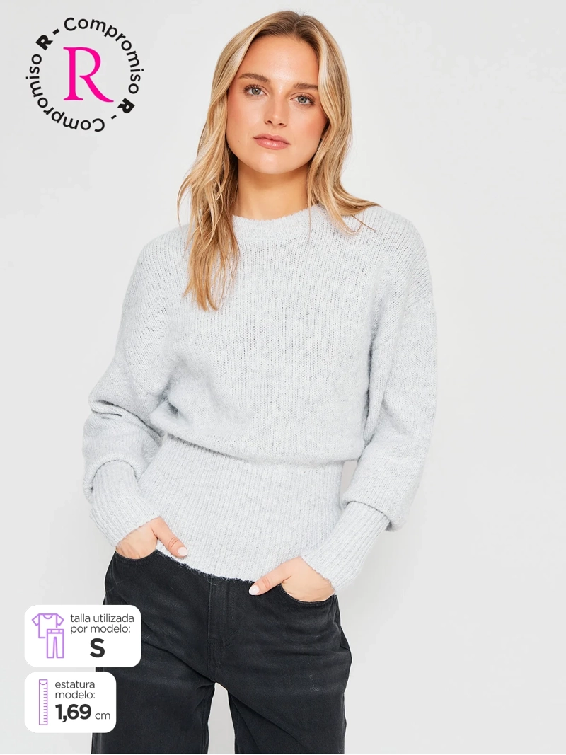 SWEATER MUJER INDEX ALGODÓN MANGA LARGA GLOBO