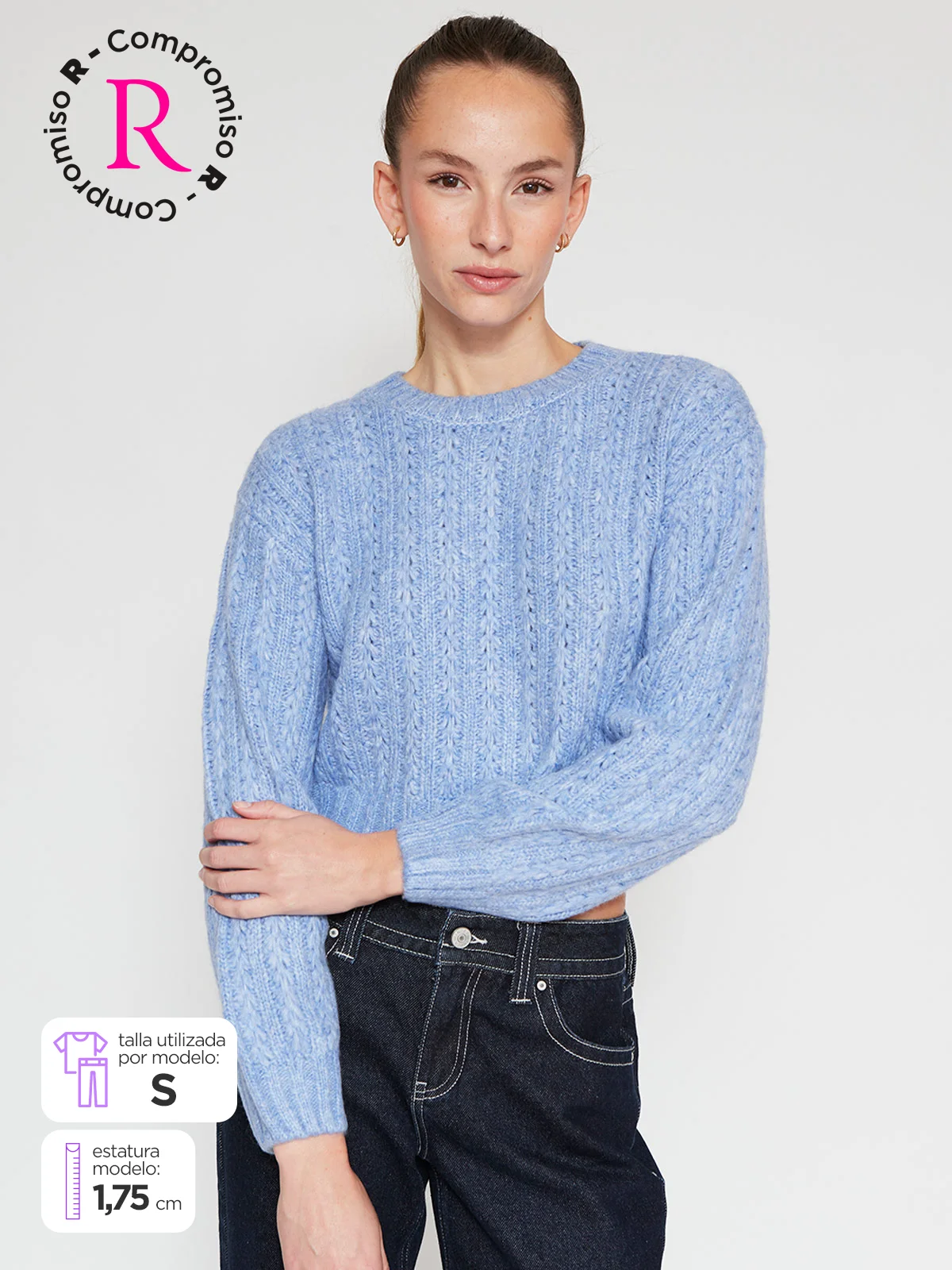 SWEATER MUJER INDEX MANGA LARGA TRENZADO - 1