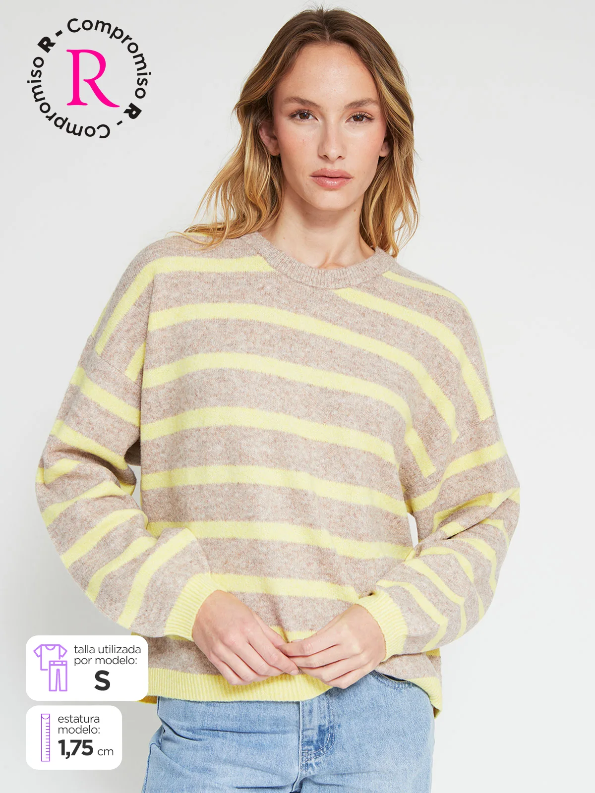 SWEATER MUJER INDEX MANGA LARGA LÍNEAS - 1