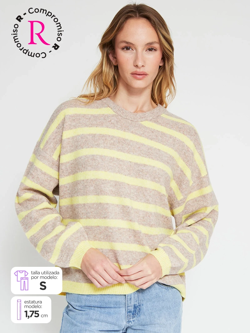 SWEATER MUJER INDEX MANGA LARGA LÍNEAS