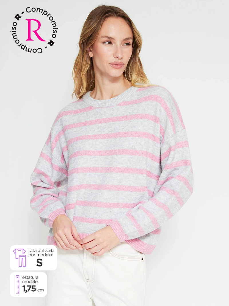 SWEATER MUJER INDEX MANGA LARGA LÍNEAS - 1