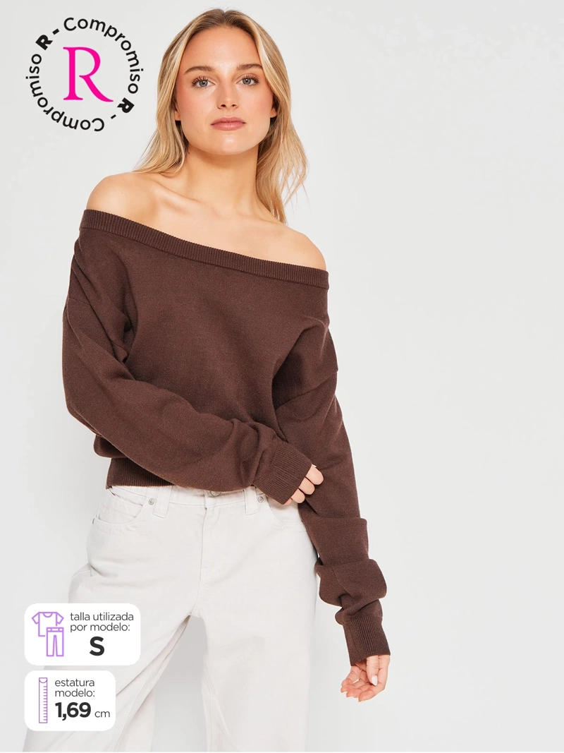 SWEATER MUJER INDEX MANGA LARGA BORDADO - 1
