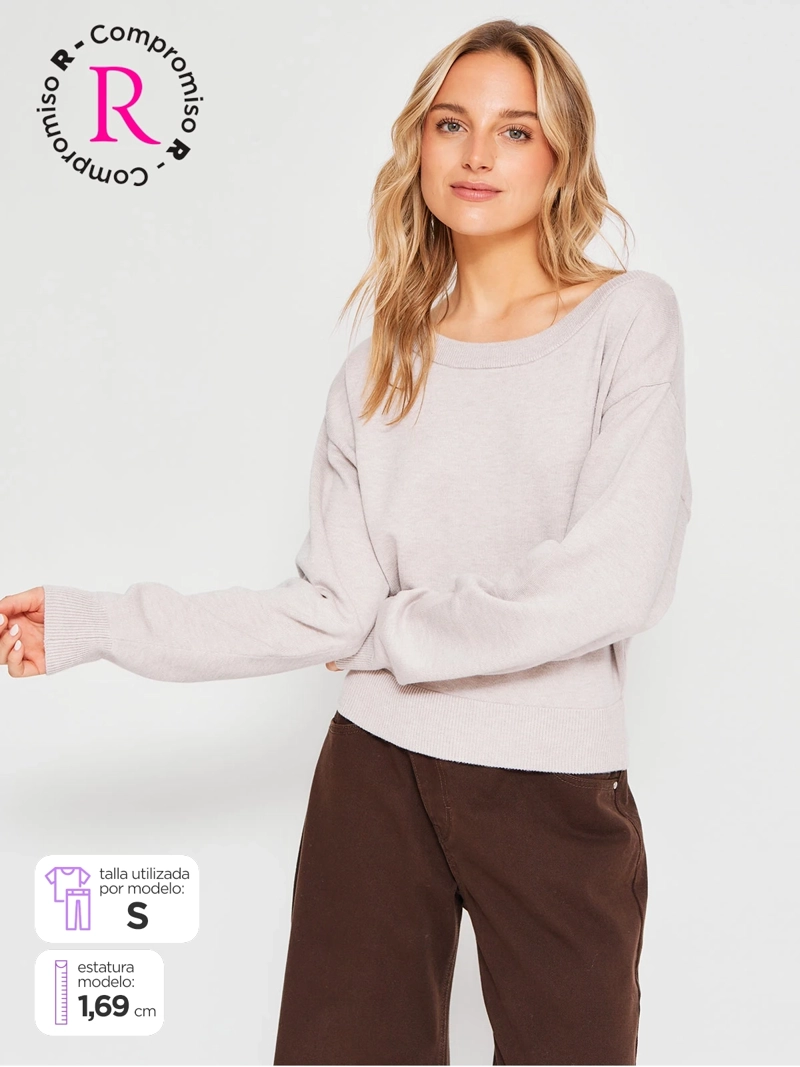 SWEATER MUJER INDEX MANGA LARGA BORDADO - 1