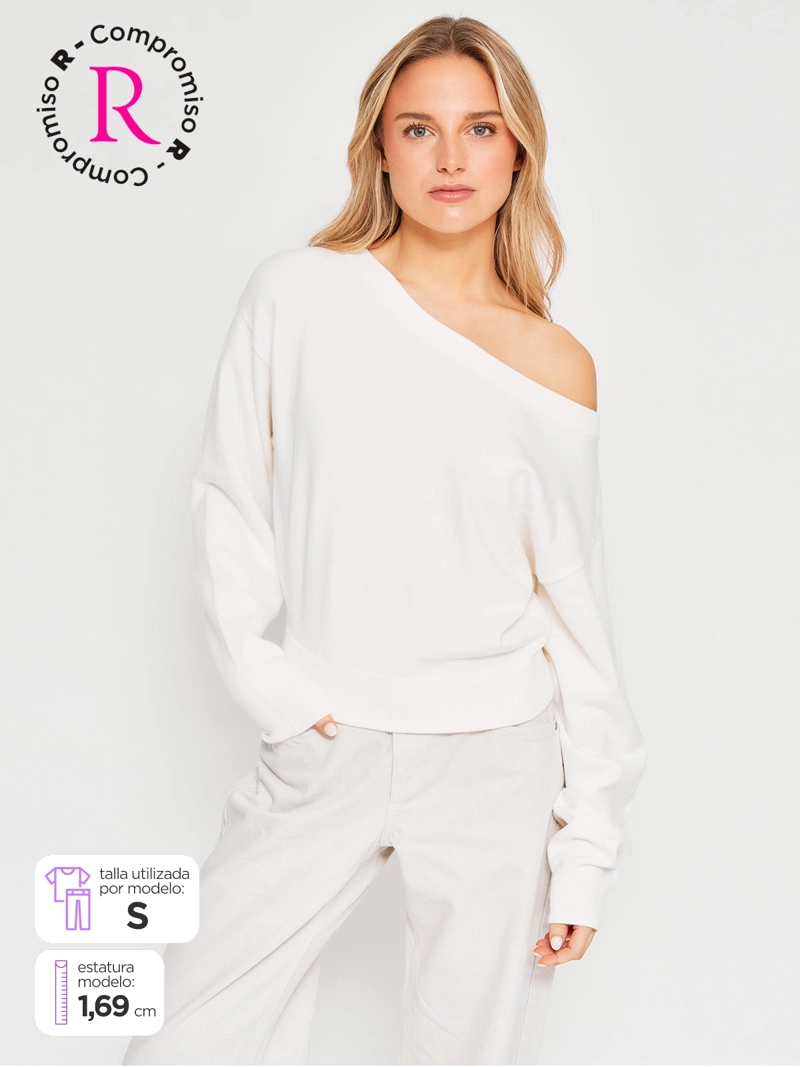 SWEATER MUJER INDEX MANGA LARGA BORDADO - 1