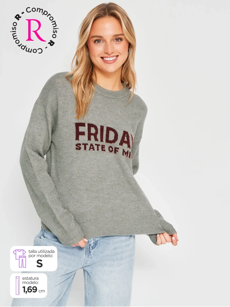 SWEATER MUJER INDEX MANGA LARGA DISEÑO - 1